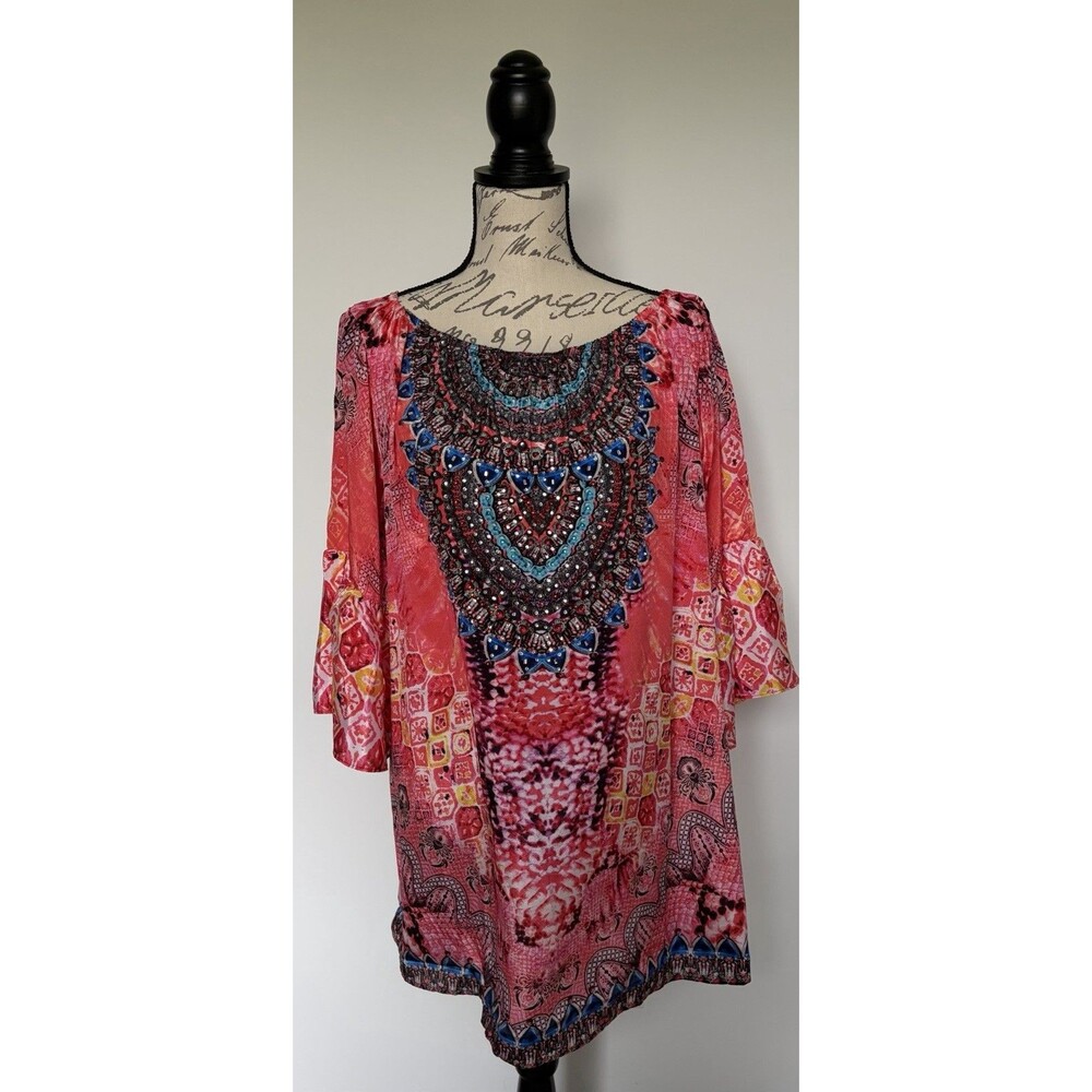 Women’s Colorful Boho Shirt One Size NWT